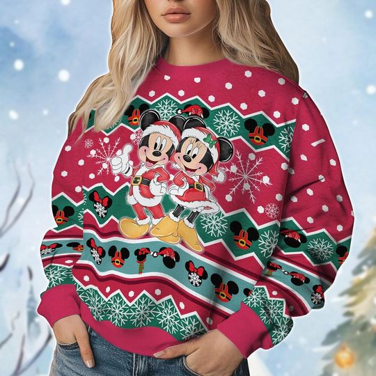 Christmas Mickey And Minnie Ugly Sweater, Disney Mouse Xmas Sweater, Disneyland Trip Holiday Sweater, Magic Kingdom Shirt, Gift For Fan