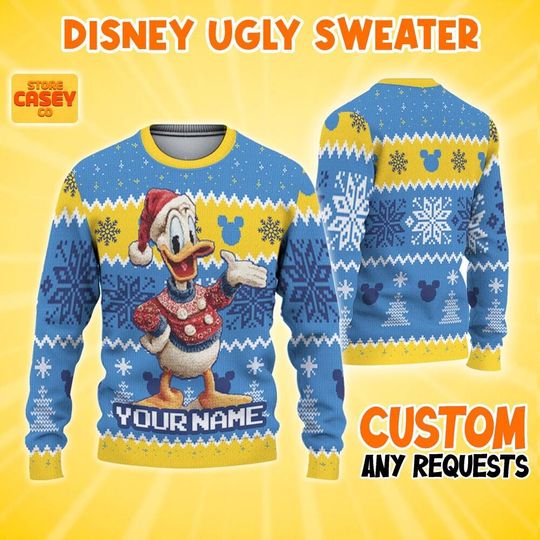 Discover Personalized Donald Christmas Ugly Sweater, Disneyland Shirt, Disney trip 2025, Matching Family Oufit, Christmas Party Shirt, Birthday Gift
