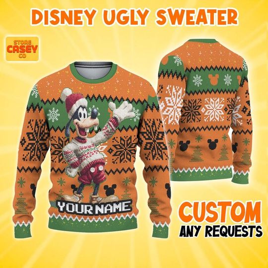 Personalized Goofy Christmas Ugly Sweater, Disneyland Shirt, Disney trip 2025, Matching Family Oufit, Christmas Party Shirt, Birthday Gift