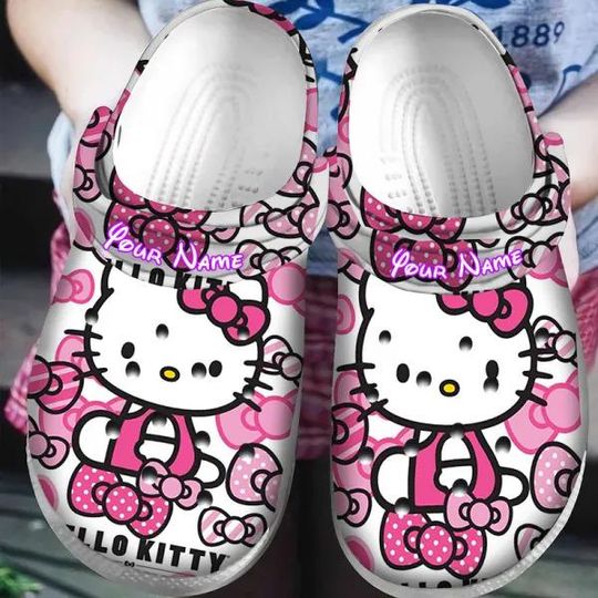 Discover Personalized Cute Hello Kitty Pink Clogs Shoes, Hello Kitty Pink Shoes, Hello Kitty Slipper, Funny Slippers.