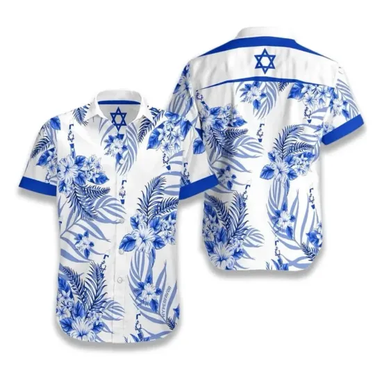 Discover Israel Nation Flag 3d Print Hawaiian Shirt For Men Size S-5XL