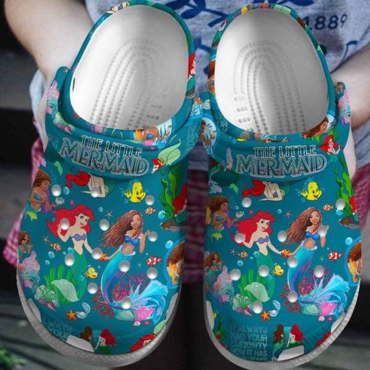 The Little Mermaid Clogs Shoes, Little Mermaid Christmas Slippers, Funny Mermaid Slippers