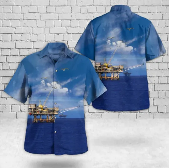 Discover Australia Offshore Drilling Rig Hawaiian Shirt Size S-5XL