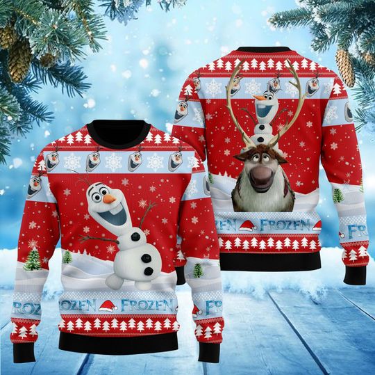Discover Olaf Frozen Ugly Christmas Sweater, Snowman Xmas Sweater, Disney Cartoon Sweater Women, Funny Reindeer Christmas Sweatshirt