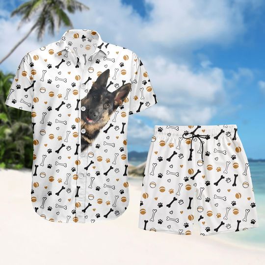 Discover Personalized Pet Photo Hawaiian Shirt and Shorts, Custom Dog and Pet Lover Clothing, Funny Pet Lover Gift for Men and Women