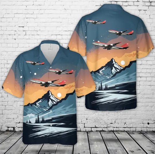 Northwest Airlines Boeing 747-400 Hawaiian Shirt