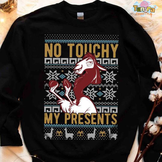 Discover Retro 90s Disney Emperor's New Groove Kuzco No Touchy T-Shirt, Ugly Christmas Sweater Style, Disneyland Holiday Gift, Xmas Party Design.
