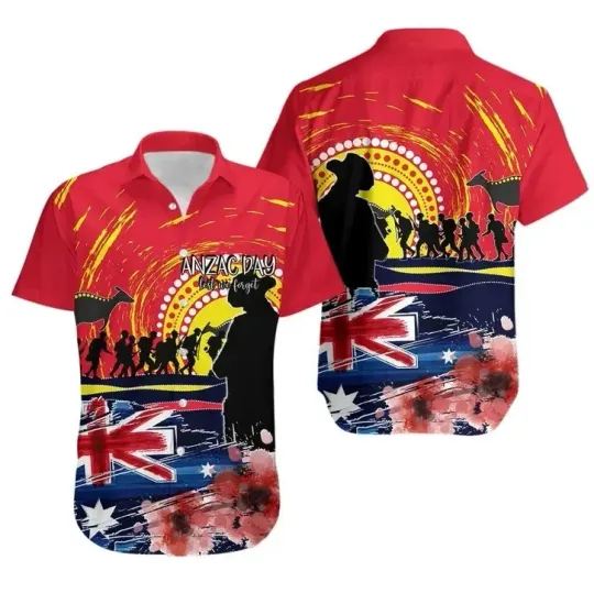 Discover Australia Hawaiian Shirt Anzac Day Lest We Forget Size S-5XL