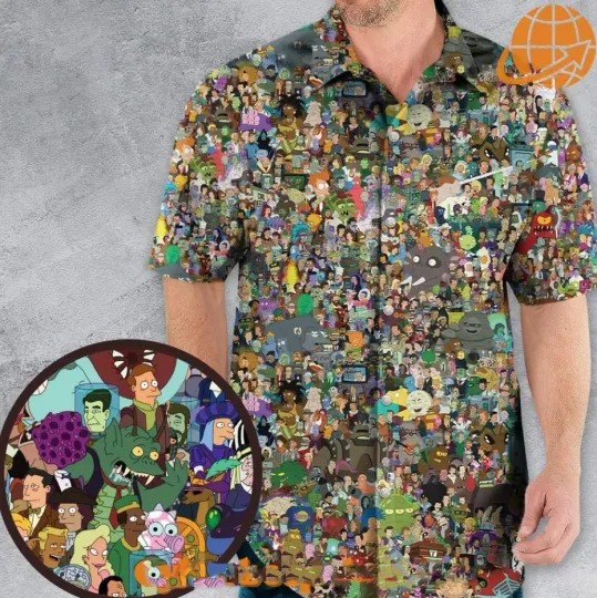 Discover Futurama Characters Version 2025 Hawaiian Shirt For Men Size S-5XL