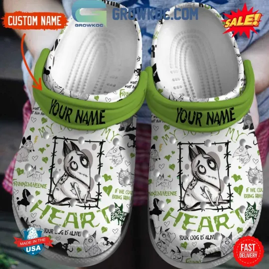 Frankenweenie Sparky My Dog Is My Heart Halloween Personalized Clogs
