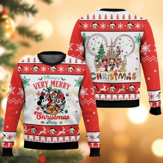 Discover Mickey And Friends Christmas Ugly Sweater, Mickey's Very Merry Christmas Party Sweater, Mickey Minnie Donald Daisy Goofy Pluto Shirt
