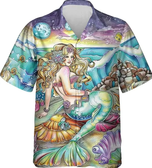 Discover Beautiful Mermaid Hawaiian Shirts for Men Size S-5XL