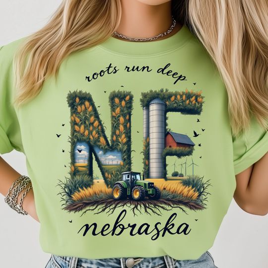 Discover Nebraska State T-Shirt, Farm Art Design, Rural Pride Illustration, Harvest Season