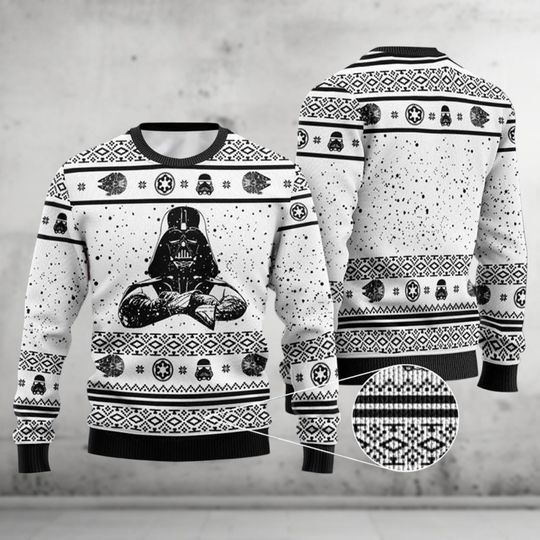 Christmas Darth Vader Ugly Sweater, The Mandalorian Sweater, Star Wars Xmas Sweater, Sweater For Men Women,Disney Movie Holiday Sweater