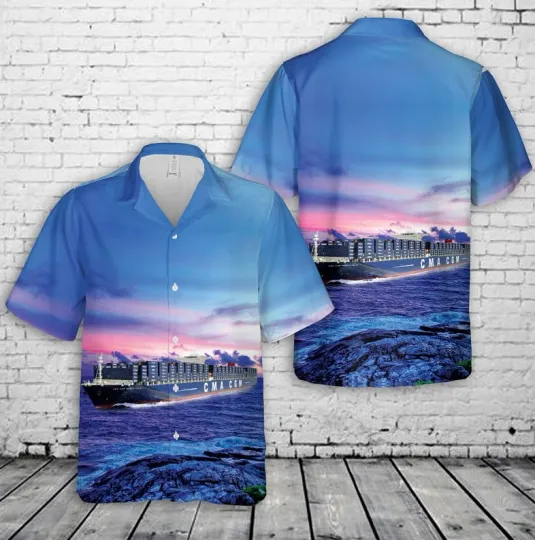 Discover CMA CGM Marco Container Ship Hawaiian Shirt Size S-5XL