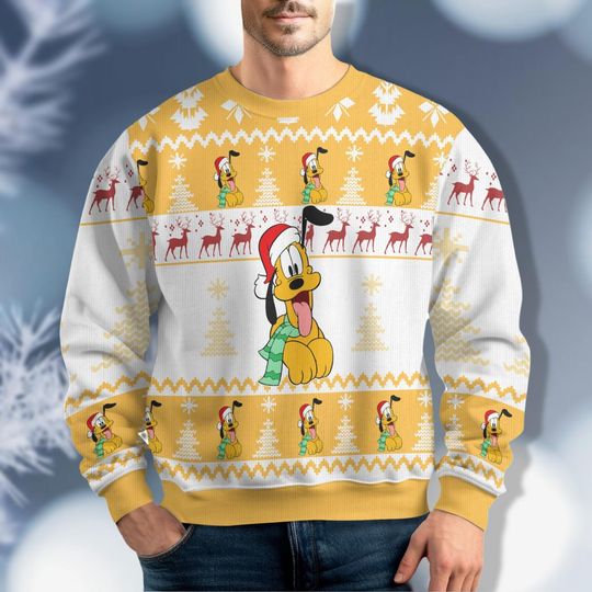 Disney Pluto Dog Christmas Sweater, Disney Dog Ugly Sweater, Christmas Dog Sweater, Sweater For Men, Mickey Very Merry Christmas Shirt