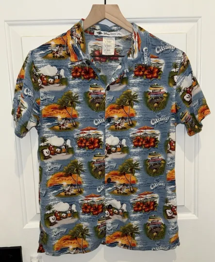Discover Disney Parks Cruise Line Castaway Cay Hawaiian Button Up Shirt Boys