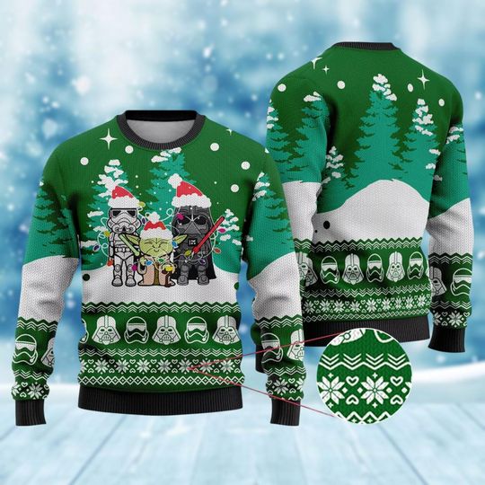 Discover Christmas Star Wars Ugly Sweater, Darth Vader Baby Yoda Stormtrooper Christmas Sweater, Disney Holiday Party Sweater, Xmas Sweater