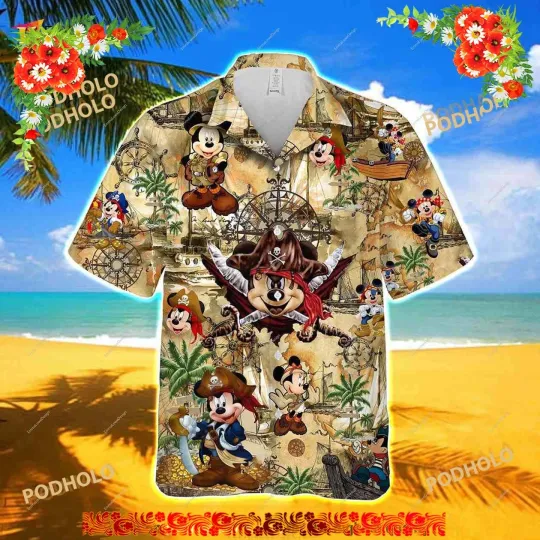 Discover Disney Pirate Cruise Funny Summer Vacation 3D Hawaiian Shirt For Women Men