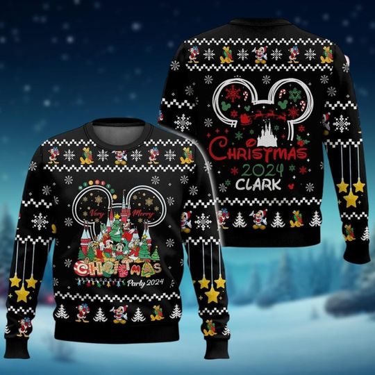 Discover Mickey Ugly Christmas Sweater, Disneyland Merry Xmas Ugly Sweater, Mickey Minnie Donald Daisy Duck Holiday Sweater, Cartoon Sweater