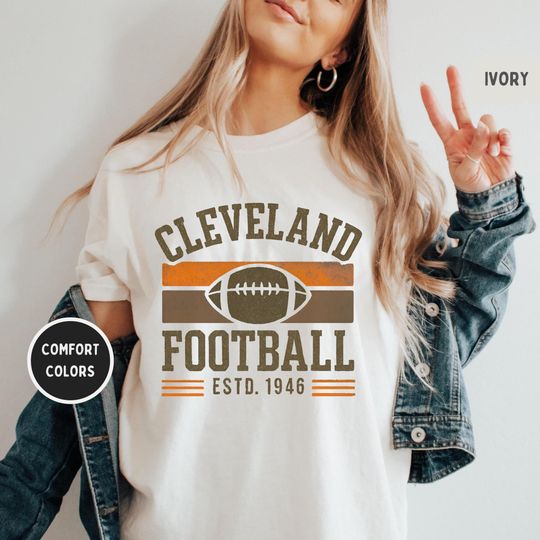 Discover Vintage Cleveland Football Comfort Colors Shirt - Unisex Tee, Cleveland Team T-shirt, Distressed Sports Apparel Football Fan gift,