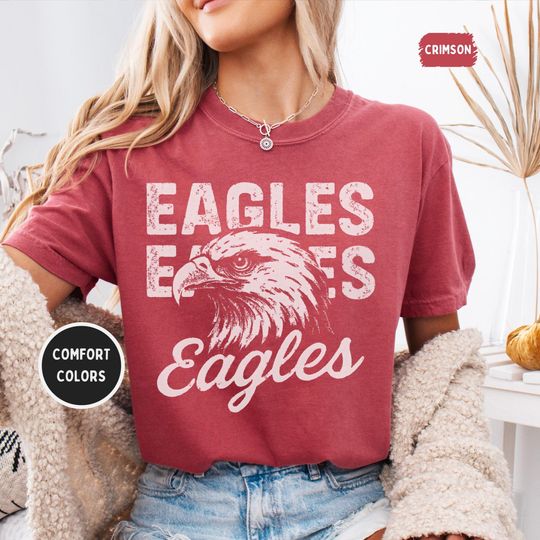 Discover Eagles Mascot Shirt, Comfort Colors 1717, Vintage Distressed Game Day Tee, School Spirit Unisex Graphic, Collegiate Football Top