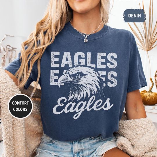 Discover Eagles Mascot Shirt, Comfort Colors 1717, Vintage Distressed Game Day Tee, School Spirit Unisex Graphic, Collegiate Football Top