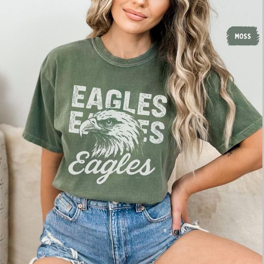 Discover Eagles Mascot Shirt, Comfort Colors 1717, Vintage Distressed Game Day Tee, School Spirit Unisex Graphic, Collegiate Football Top