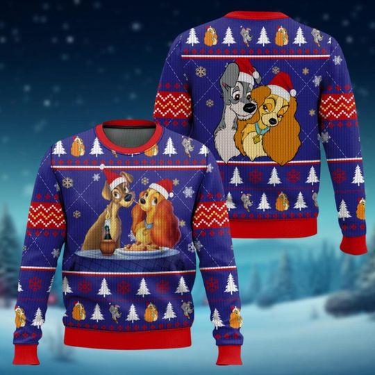 Discover Lady And The Tramp Ugly Sweater, Disney Dogs Holiday Sweater, Christmas Tree Shirt, Cartoon Movie Christmas Party Gift, Xmas Gift