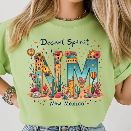 Discover Colorful Desert New Mexico State  PNG, Southwest Cactus Art, Air Balloon Illustration, State Sublimation, Scenic Travel Poster, Desert Art