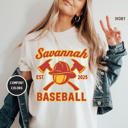 Discover Savannah Baseball T-Shirt, Firefighter Tee, Comfort Colors Shirt, Savannah, Fire fighter Unisex Garment-Dyed Top, Retro Savannah T-shirt