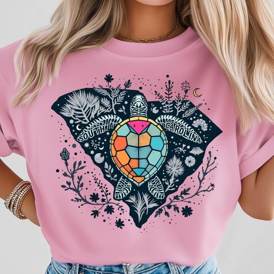 Discover South Carolina State Pop Art PNG, Abstract Sea Turtle Poster, Coastal State Ocean Life Design, Beach Vibes, State Shirt Sublimation