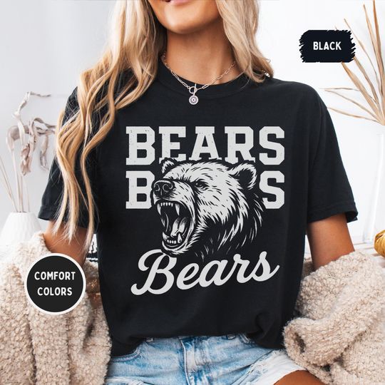Discover Bear Mascot Comfort Colors T-Shirt, Bears Unisex Graphic Tee, Game Day Vintage Style Tee, Bear College Shirt, Football Comfort Colors 1717