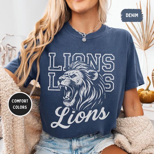 Discover Lion Mascot T-Shirt, Vintage Game Day Tee, Sports Football Fan Gift
