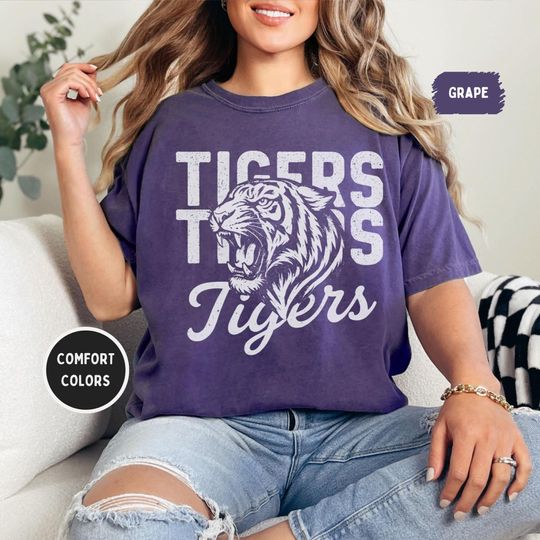 Discover Tigers Mascot T-Shirt, Vintage Game Day Tee, Sports Football Fan Gift
