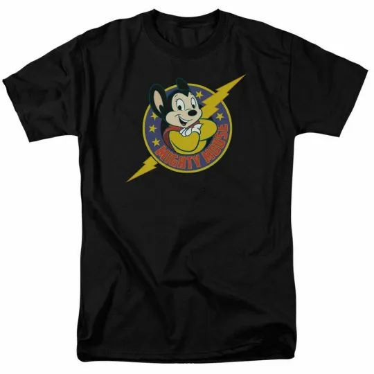 Discover Mighty Mouse Mighty Hero T-Shirt Men Cartoon Licensed Black