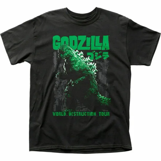 god zilla World Destruction Tour T-Shirt Men’s Licensed Movie Black