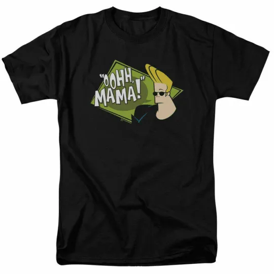 Johnny Bravo Oohh Mama T-Shirt Mens Licensed Cartoon Merch Black
