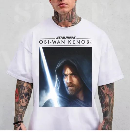 Star Wars Obi-Wan Kenobi Big Face Lightsaber Unisex Adult T-shirt Kid Tee