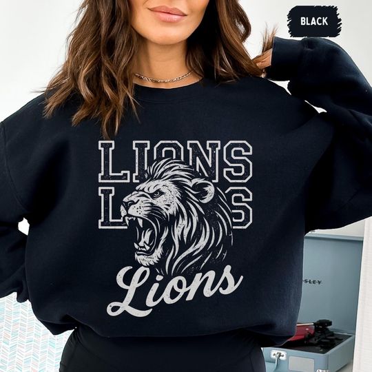 Discover Vintage Lion Mascot Sweatshirt, T-Shirt, Vintage Game Day Sweatshirt, Sports Football Fan Gift