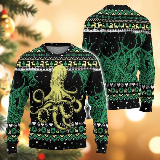 Christmas Octopus Ugly Sweater, Octopus Sea Sweater, Octopus Xmas Sweater, Octopus Holiday Sweater For Men Women, Octopus Lover Gifts