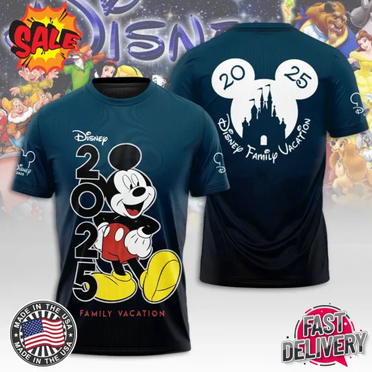 Discover Mickey's Disney Family Vacation 2025 Unisex 3D T-Shirt