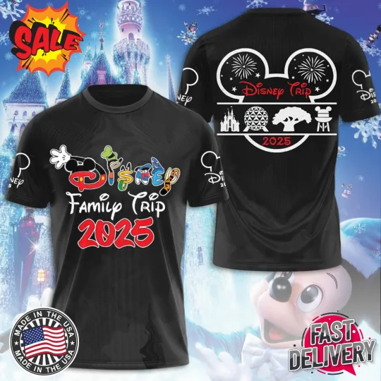 Mickey's Family Trip 2025 3D Unisex T-Shirt
