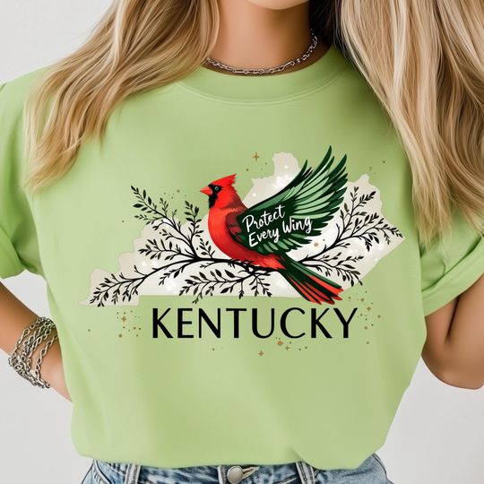 Protect Every Wing T-Shirt, Ecofriendly Tshirts Design, Kentucky Cardinal Bird Art