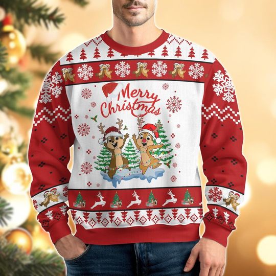 Discover Disney Chip And Dale Ugly Christmas Sweater, Chip N Dale Holiday Sweater, Squirrel Cartoon Movie Shirt, Couple Sweater, Xmas Gifts
