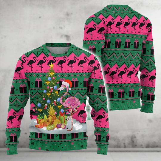 Christmas Flamingo Ugly Sweater, Pink Flamingo Xmas Sweater, Women Flamingo Sweater, Animals Christmas Shirt, Flamingo Holiday Sweater