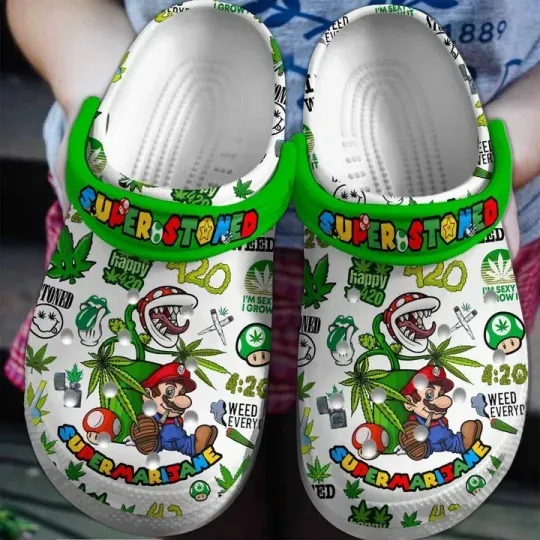 Discover Super Mari0 Smoke 420 Weed Printed Clogs Crocs For Adult For Kid