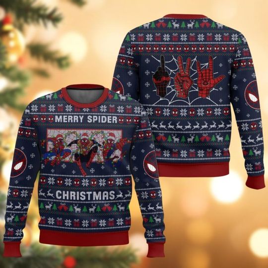 Discover Spider Man Ugly Christmas Sweater, Merry Spider Christmas Sweater, Avengers Shirt, Holiday Sweater, Spidermen Xmas Shirt Sweater Family