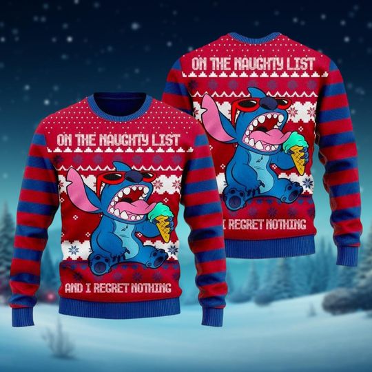 Discover Christmas Stitch Ugly Sweater, Lilo And Stitch Holiday Sweater, Disney Movie Characters Ugly Sweater Shirt, Xmas Gift For Women Men Kid