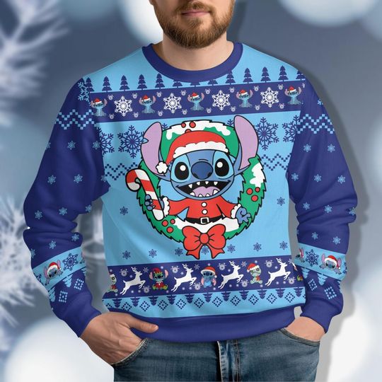 Discover Stitch Christmas Ugly Sweater, Stitch Santa Christmas Shirt, Disney Stitch Xmas Shirt, Disneyland Christmas, Winter Holiday Shirt